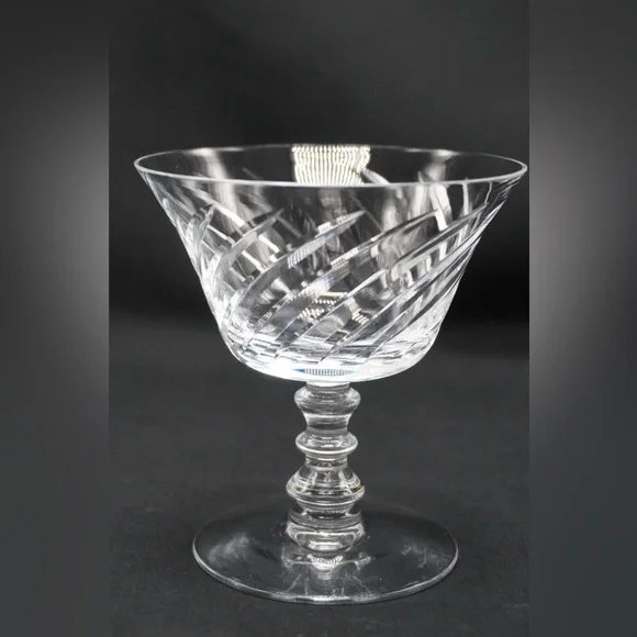 Vintage Fostoria Ballet Clear Coupe Glass – Single Swirl Cut Sherbet with Wafer - Picture 2 of 6
